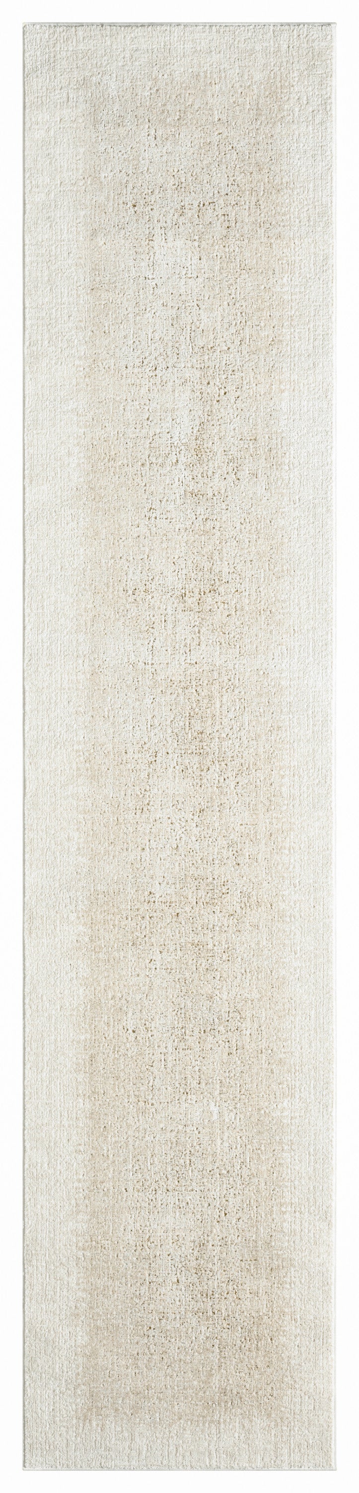 Cream beige textured rug runner with subtle shading and soft plush pile.