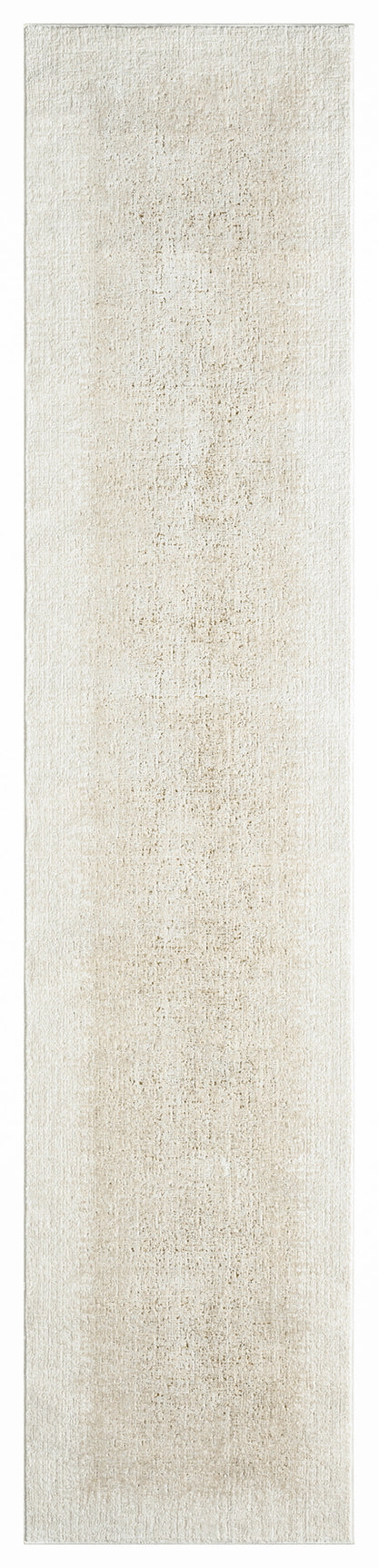 Cream beige textured rug runner with subtle shading and soft plush pile.