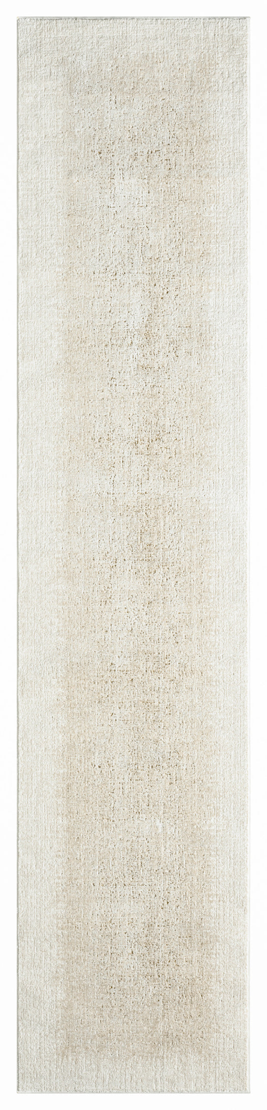 Cream beige textured rug runner with subtle shading and soft plush pile.