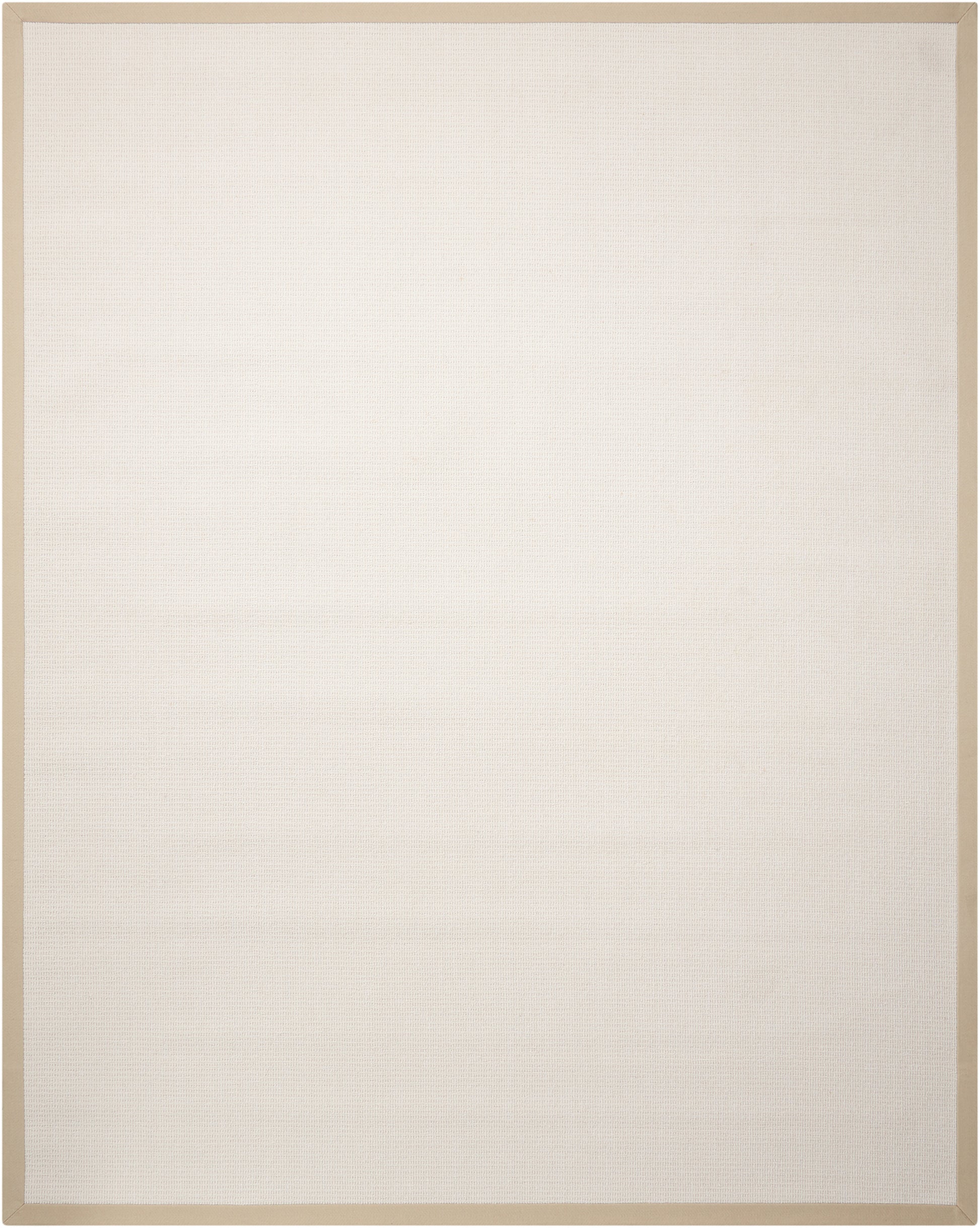 Beige rug laid flat on the floor; 8' x 10'.