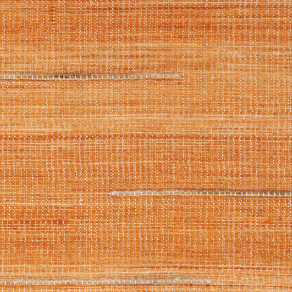 Close-up of orange woven textile with white threads; rustic linen-like weave, ideal for upholstery or crafts.