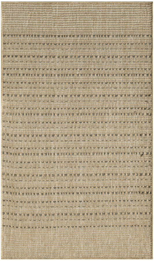 Natural beige woven jute rug with light striped pattern and textured weave; rectangular, casual coastal style.