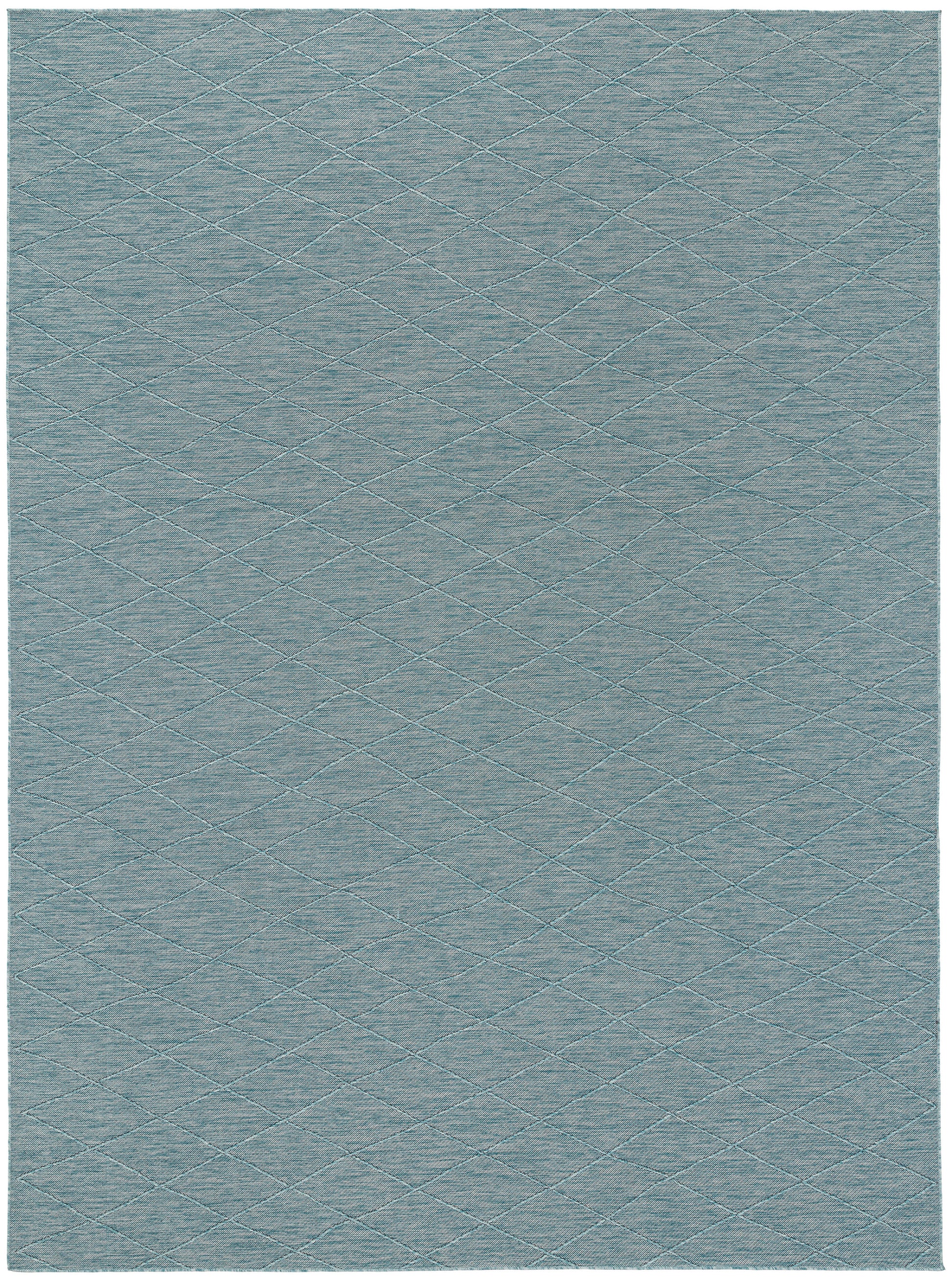 Blue-gray textured fabric swatch with subtle crosshatch diamond pattern and soft leather-like finish.