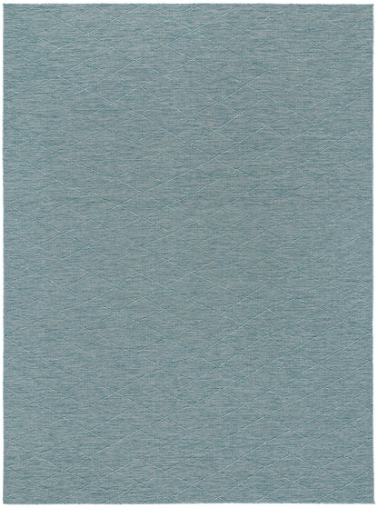 Blue-gray textured fabric swatch with subtle crosshatch diamond pattern and soft leather-like finish.