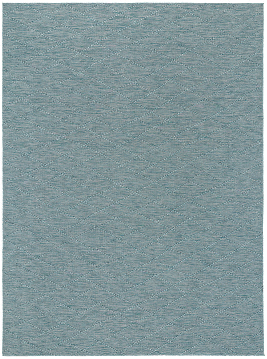 Blue-gray textured fabric swatch with subtle crosshatch diamond pattern and soft leather-like finish.