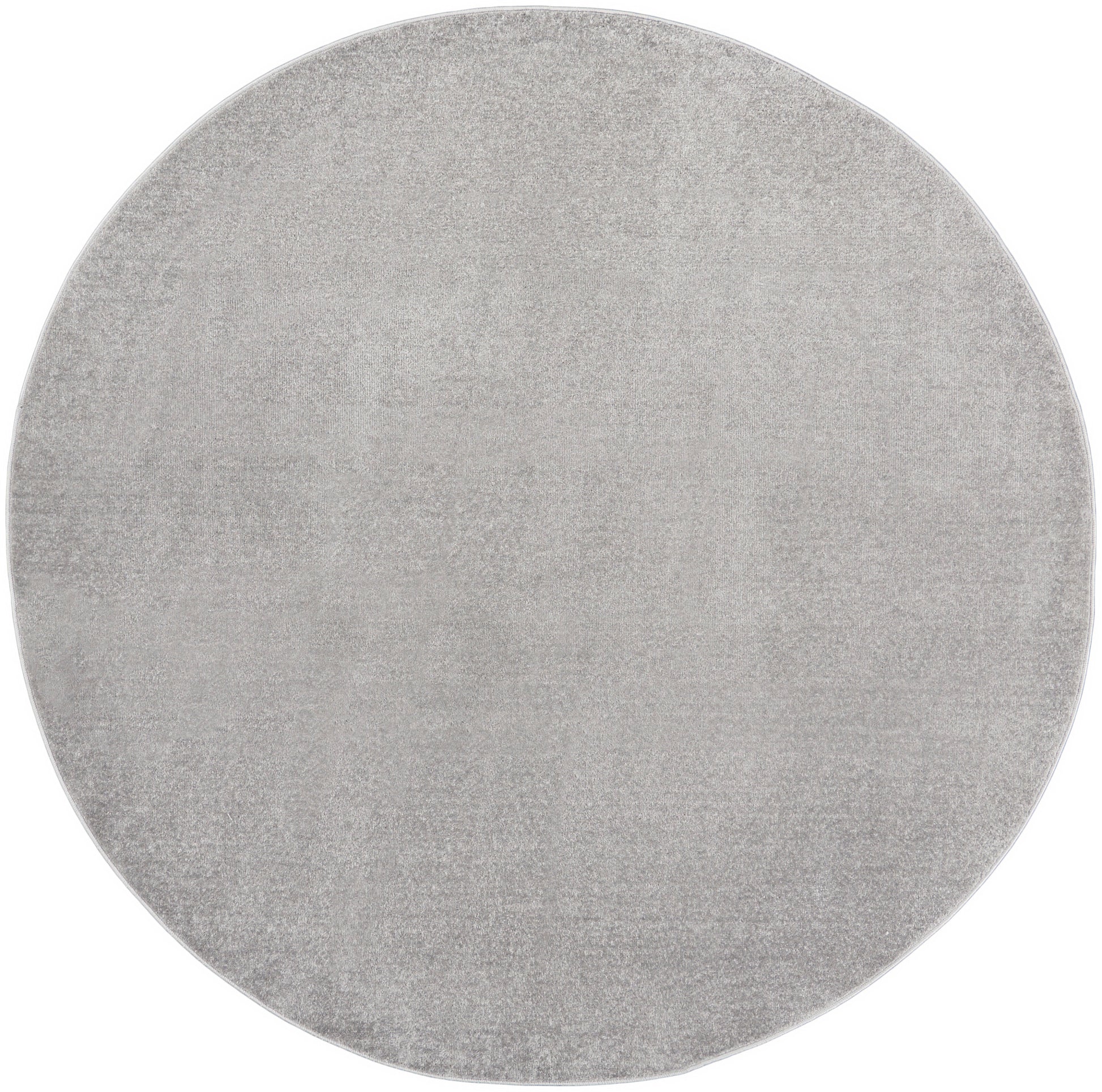 Round outdoor rug, 10' diameter, light-gray; weather-resistant floor decor for patio or outdoor living spaces.
