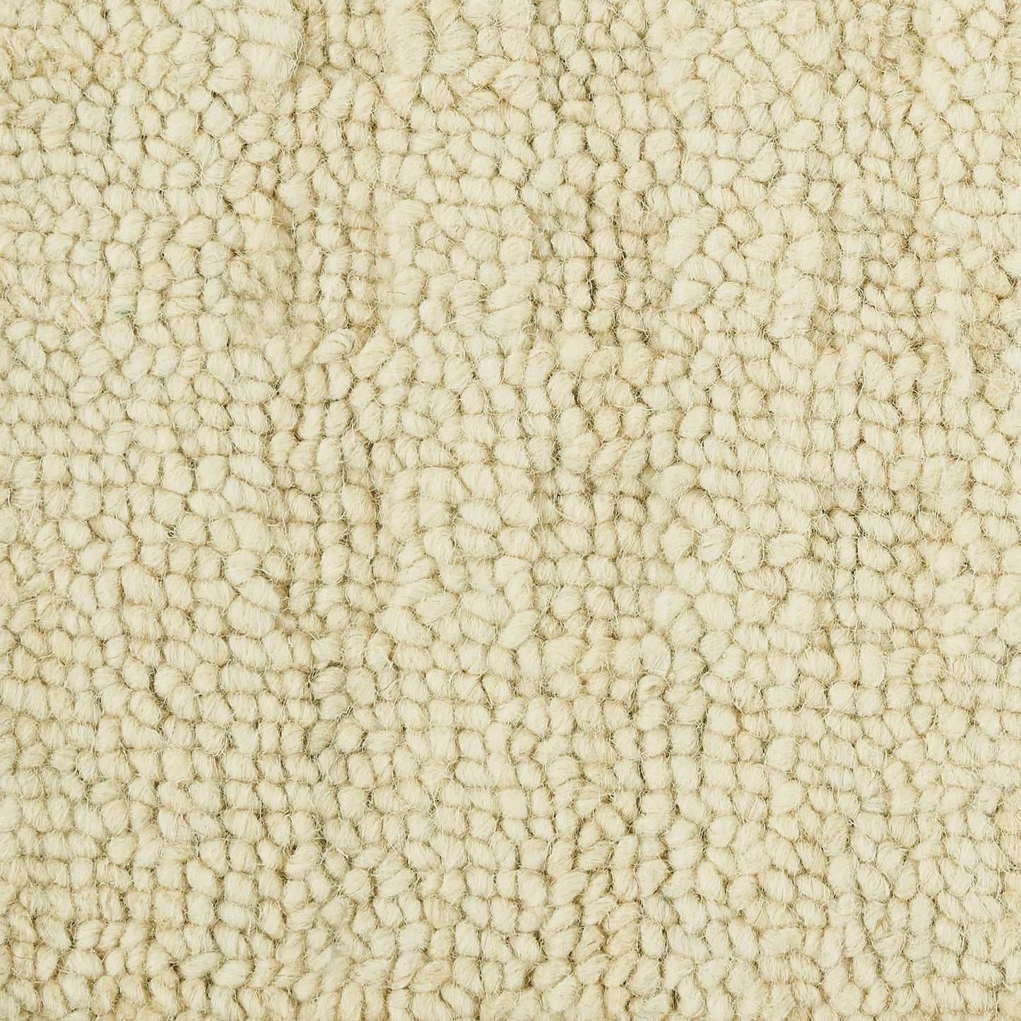 Cream boucle rug with dense loop pile; plush beige texture for cozy living spaces.