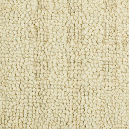 Cream boucle rug with dense loop pile; plush beige texture for cozy living spaces.