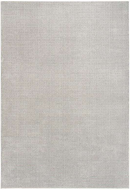 Neutral taupe-gray flatwoven rug with subtle horizontal stripes.