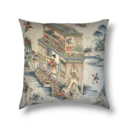 20" Thibaut Grand Palace – Taupe Scenic Linen Pillow Cover