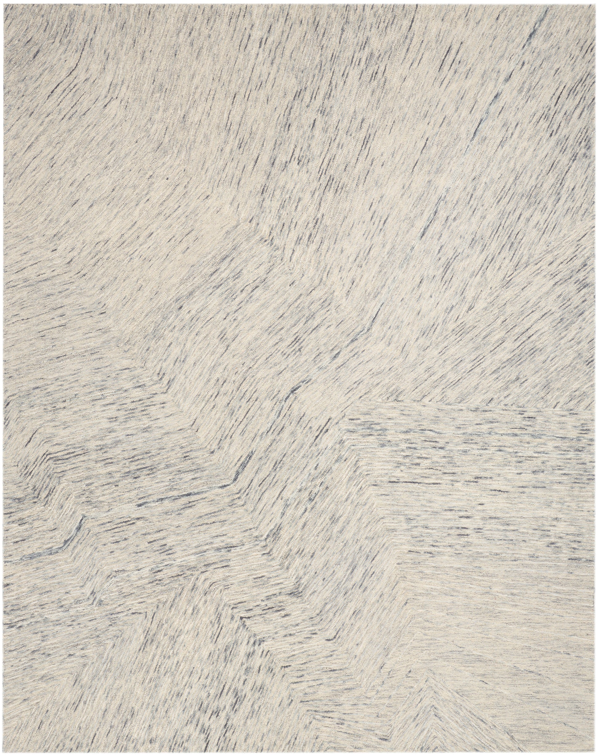 Cream textured rug with subtle gray brushstroke pattern; soft plush weave, modern abstract decor for living rooms.