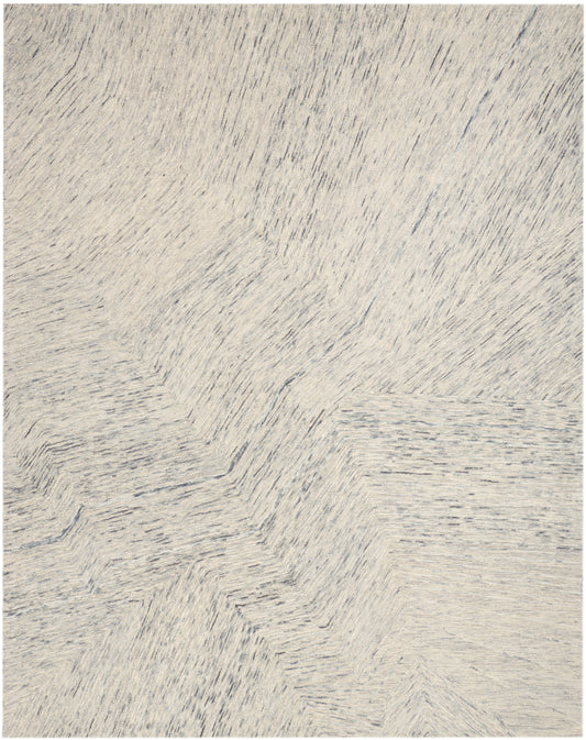 Cream textured rug with subtle gray brushstroke pattern; soft plush weave, modern abstract decor for living rooms.