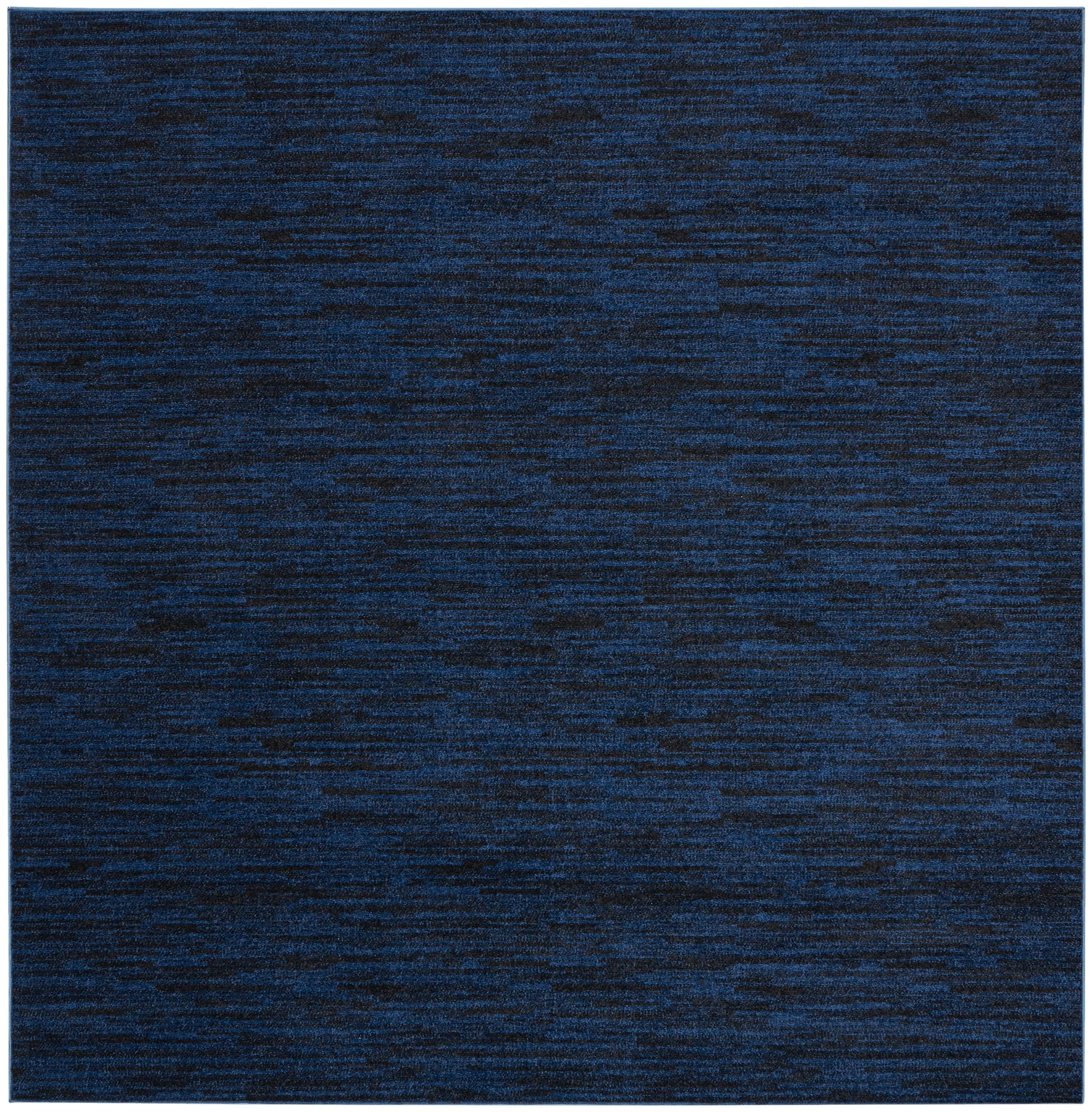 Navy blue textured area rug with a subtle heathered pattern, square shape.