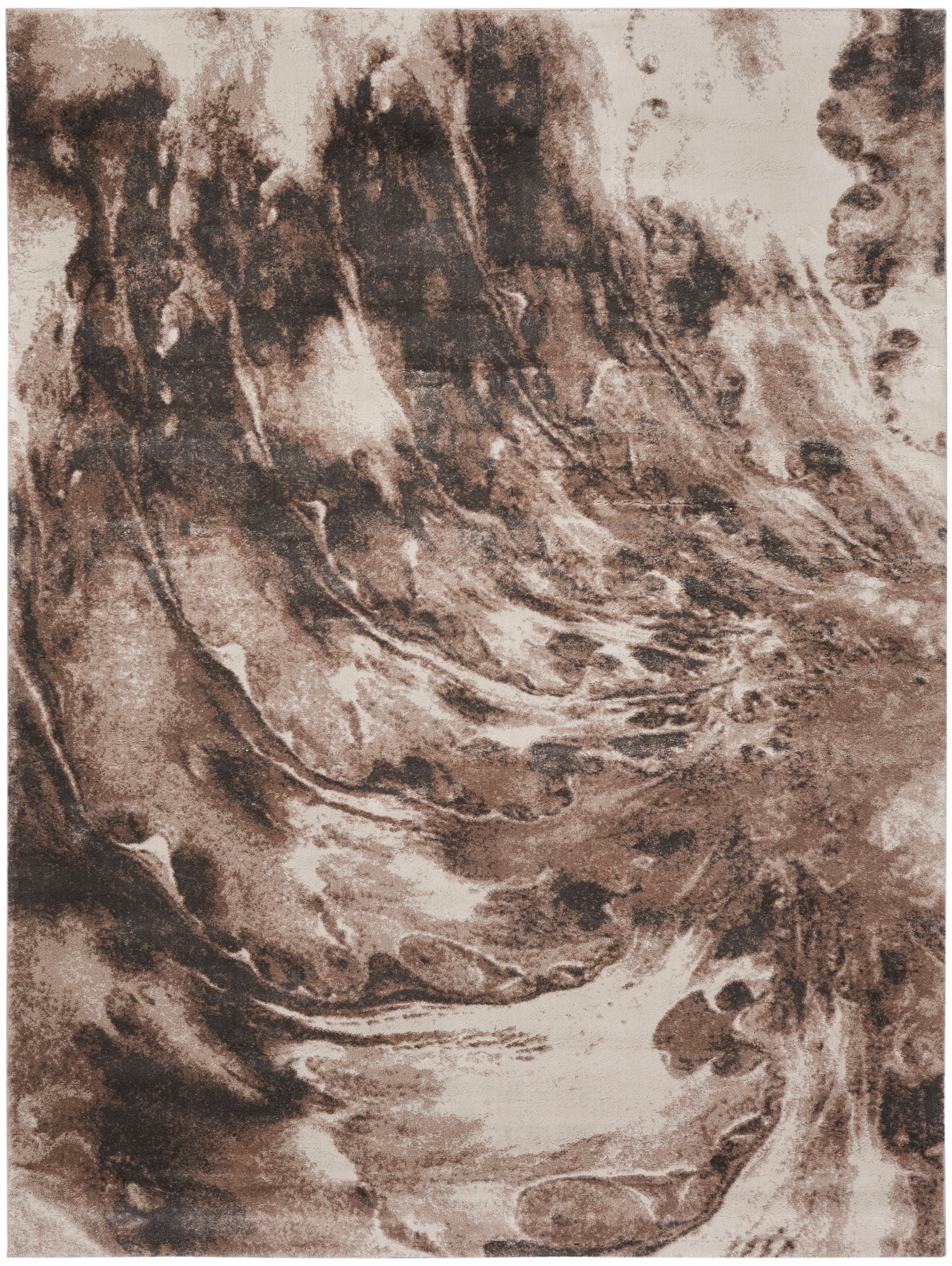 Brown & beige marbled texture with sweeping, wave-like swirls; rustic abstract pattern for wallpaper & fabric.