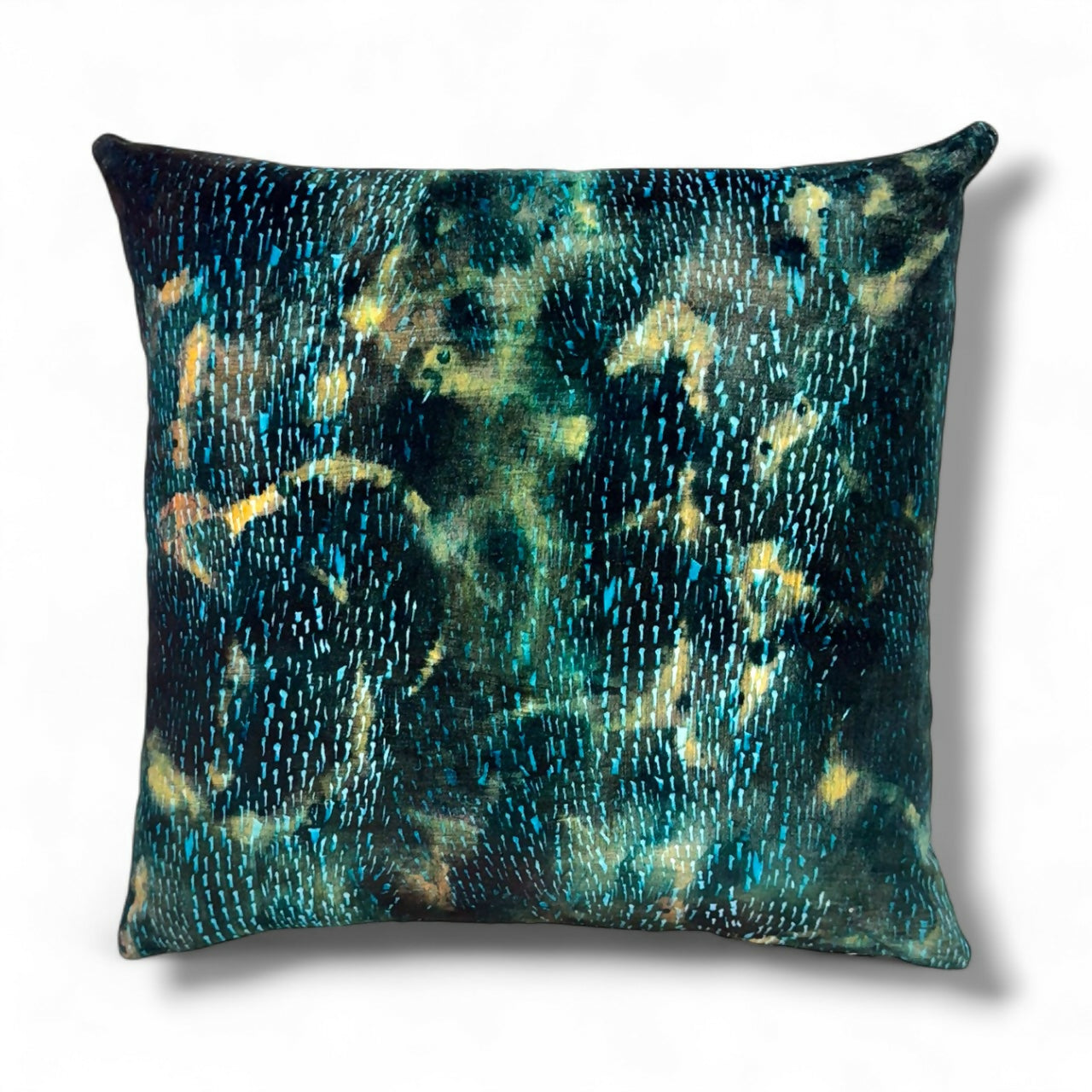 20" Turquoise Velvet Pillow Cover in Opuzen 9676-8700 Daydream Fabric