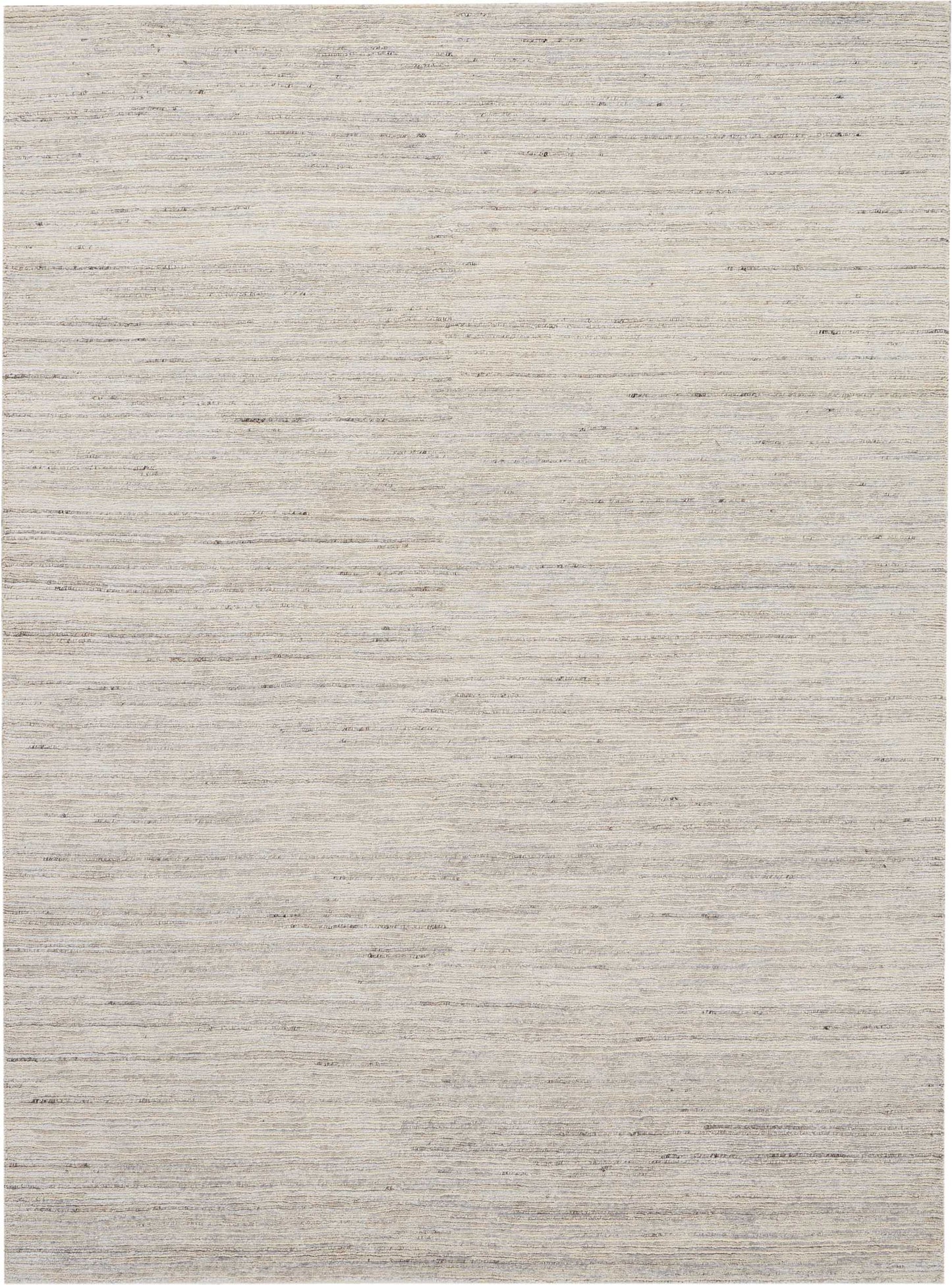 Rectangle beige-gray flat-weave rug with subtle horizontal striations; neutral contemporary style.