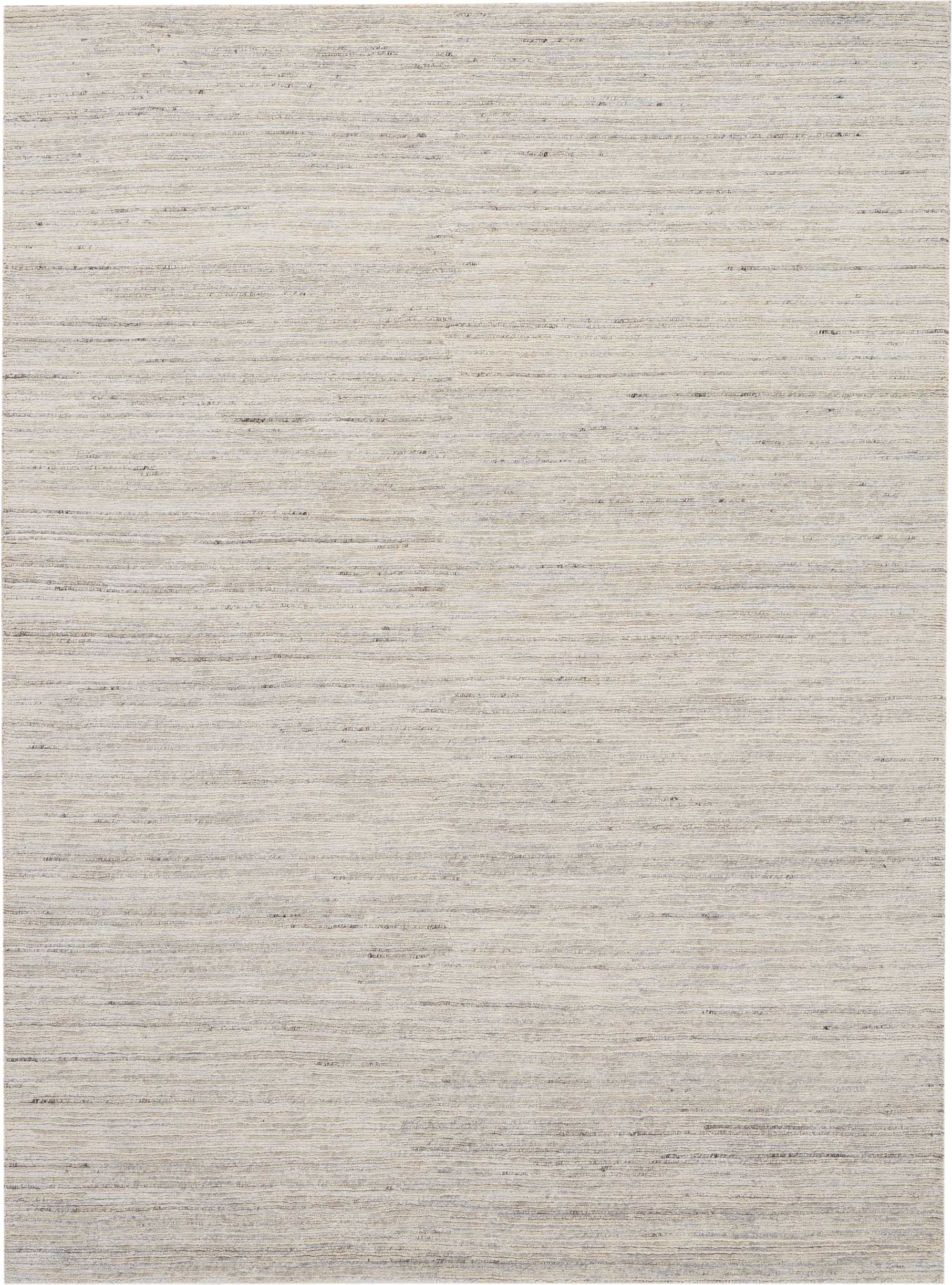 Rectangle beige-gray flat-weave rug with subtle horizontal striations; neutral contemporary style.