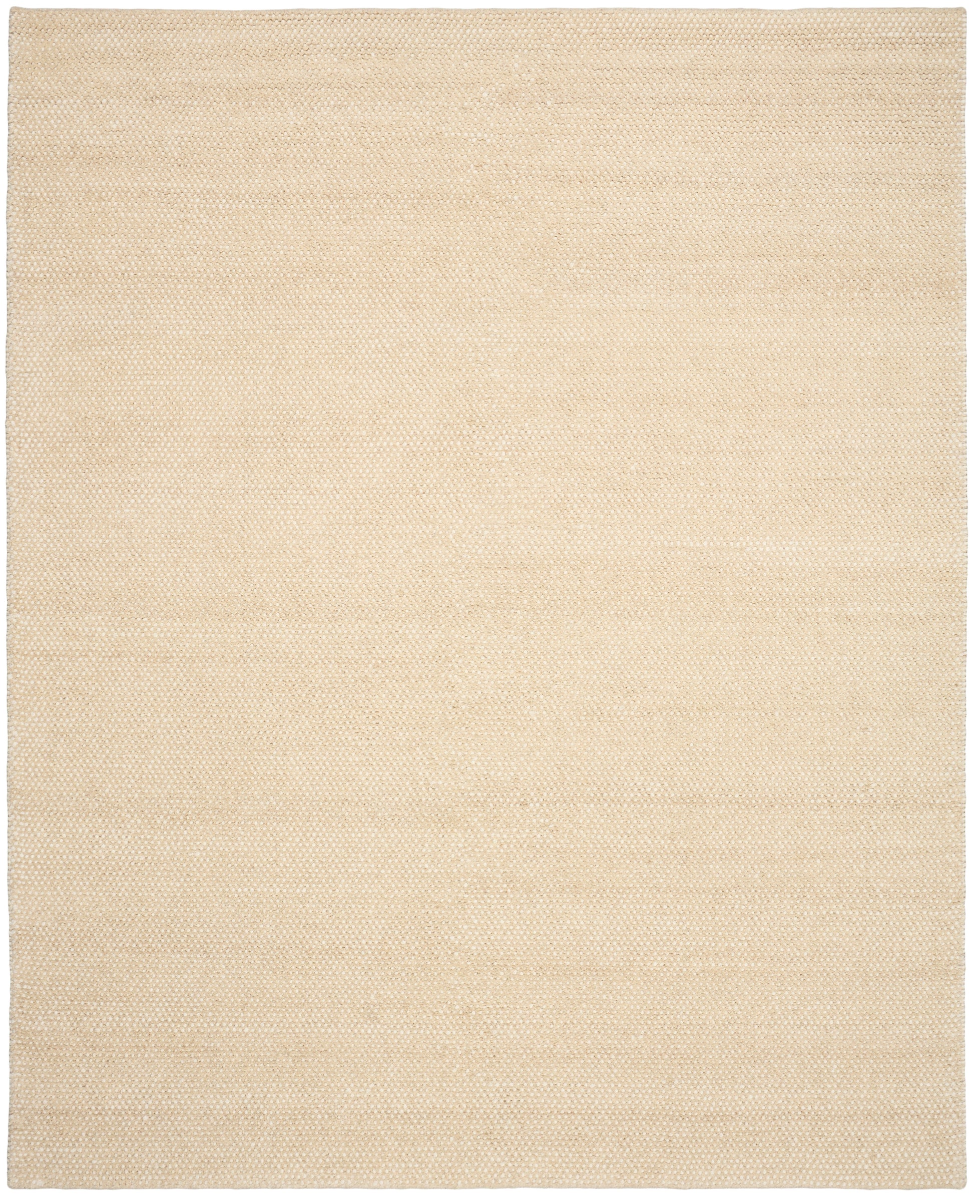 Natural beige woven jute rug, rectangular flat-weave with subtle texture for minimalist living spaces.