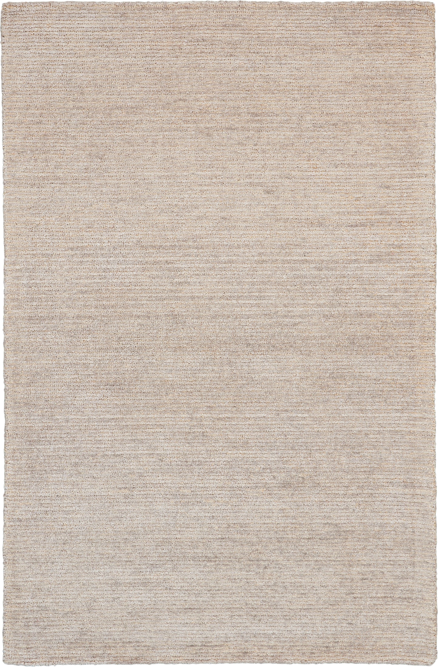 Beige rectangular flat-weave rug with subtle textured stripes; neutral, natural floor covering.