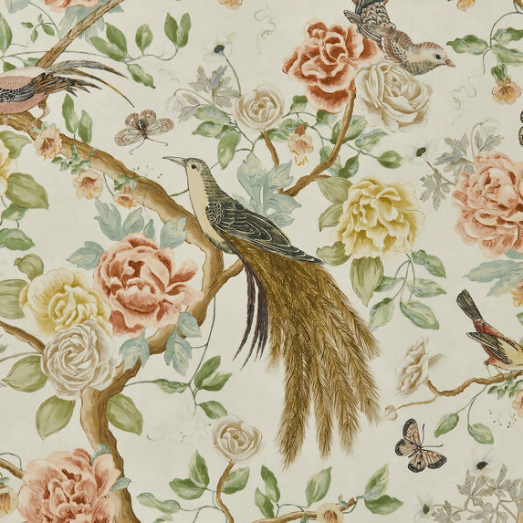 20" Multi / Natural Printed Linen Pillow Cover in Travers Audubon Garden – Garden Club Collection Fabric