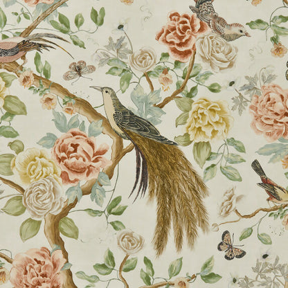 20" Multi / Natural Printed Linen Pillow Cover in Travers Audubon Garden – Garden Club Collection Fabric