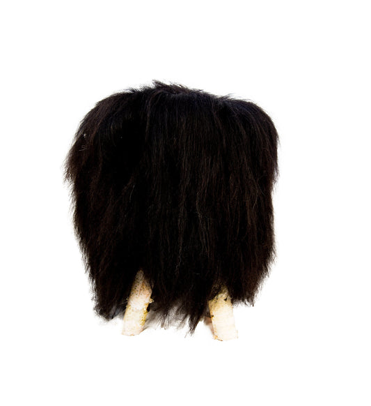 Birch wood & Black Sheepskin Ottoman