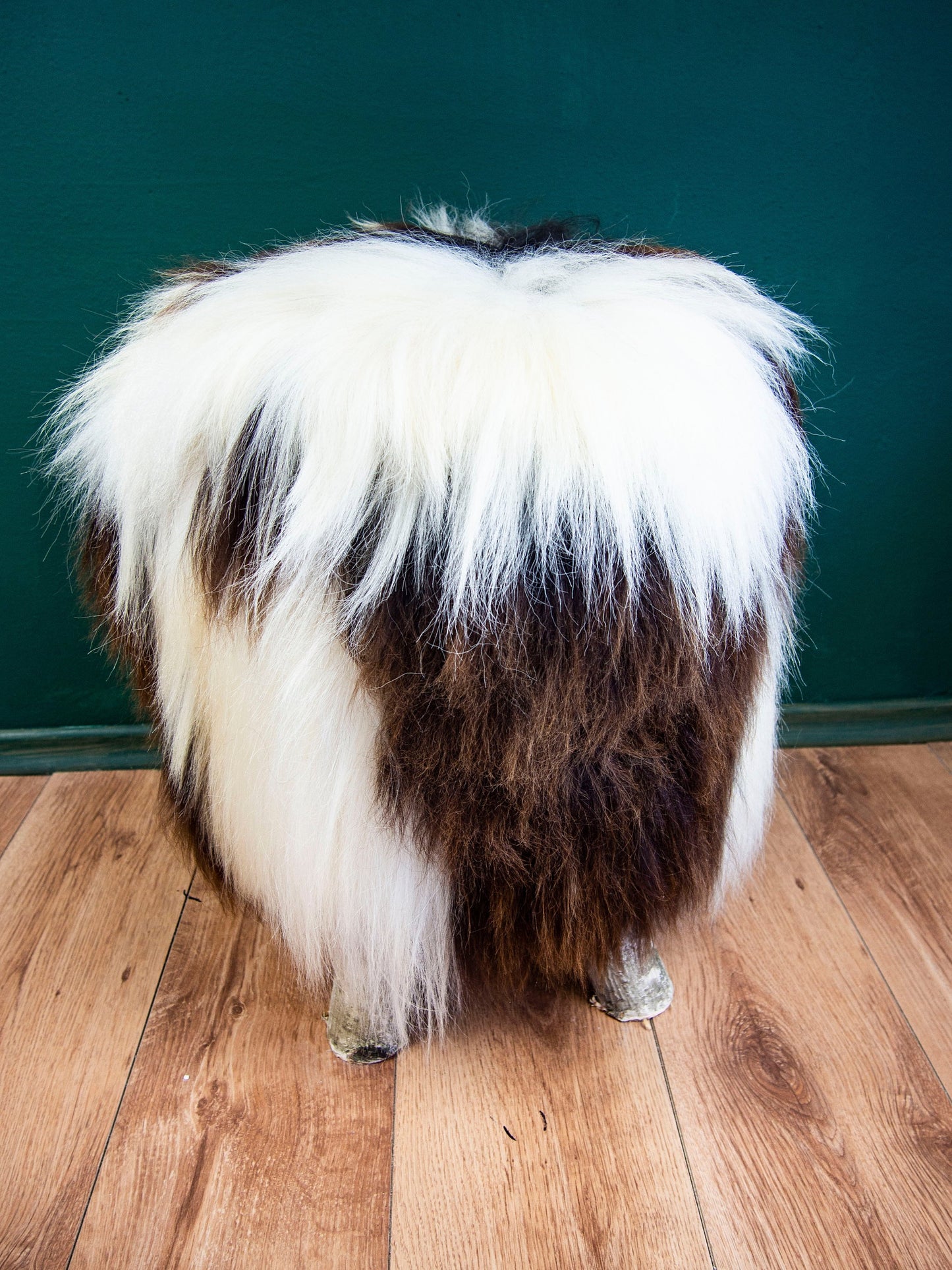 Birch Wood and real Jacob sheepskin Ottoman