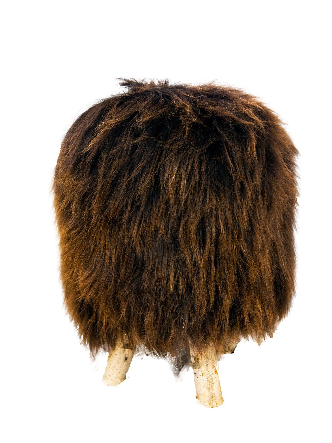 Birch wood & Brown Sheepskin Ottoman