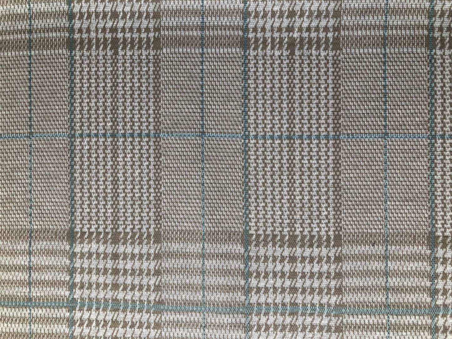 Beige/Pink Or Beige/Blue Houndstooth Plaid Stretchy Fabric