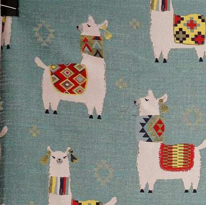 20" Aqua, White, Multi Polyester Pillow Cover in Calico Alpaca Play – Aqua Fabric