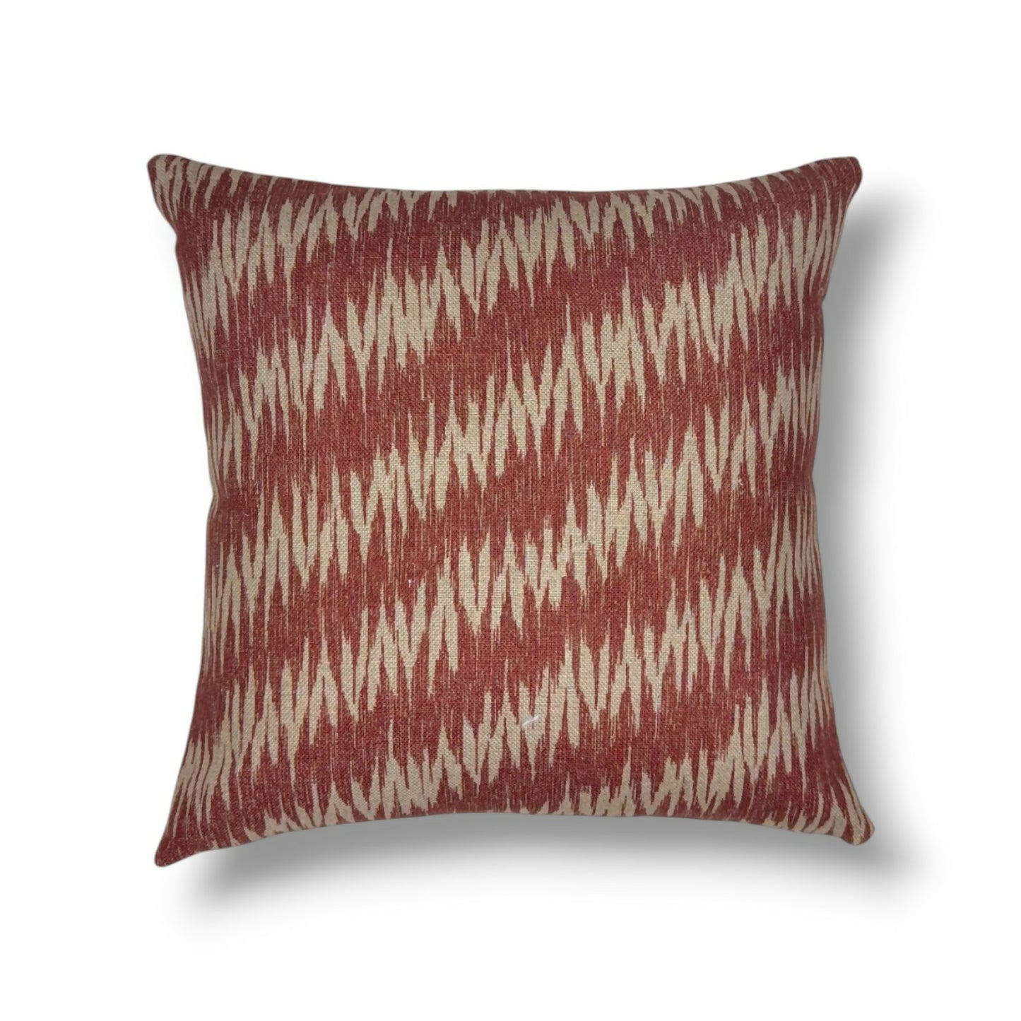 20" rust and natural heavy linen pillow cover.