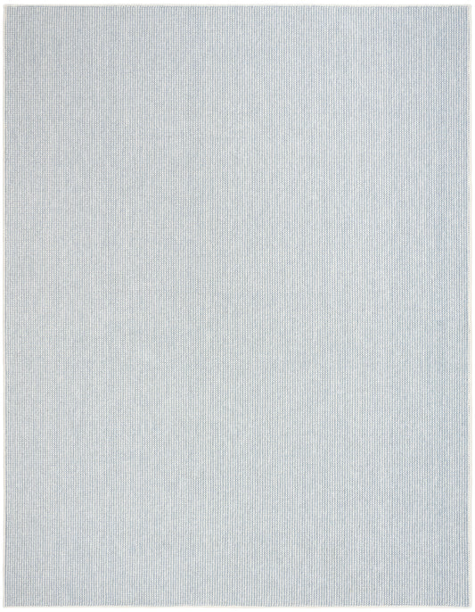 Light blue woven area rug with subtle grid texture; rectangular, ideal for living room or bedroom.