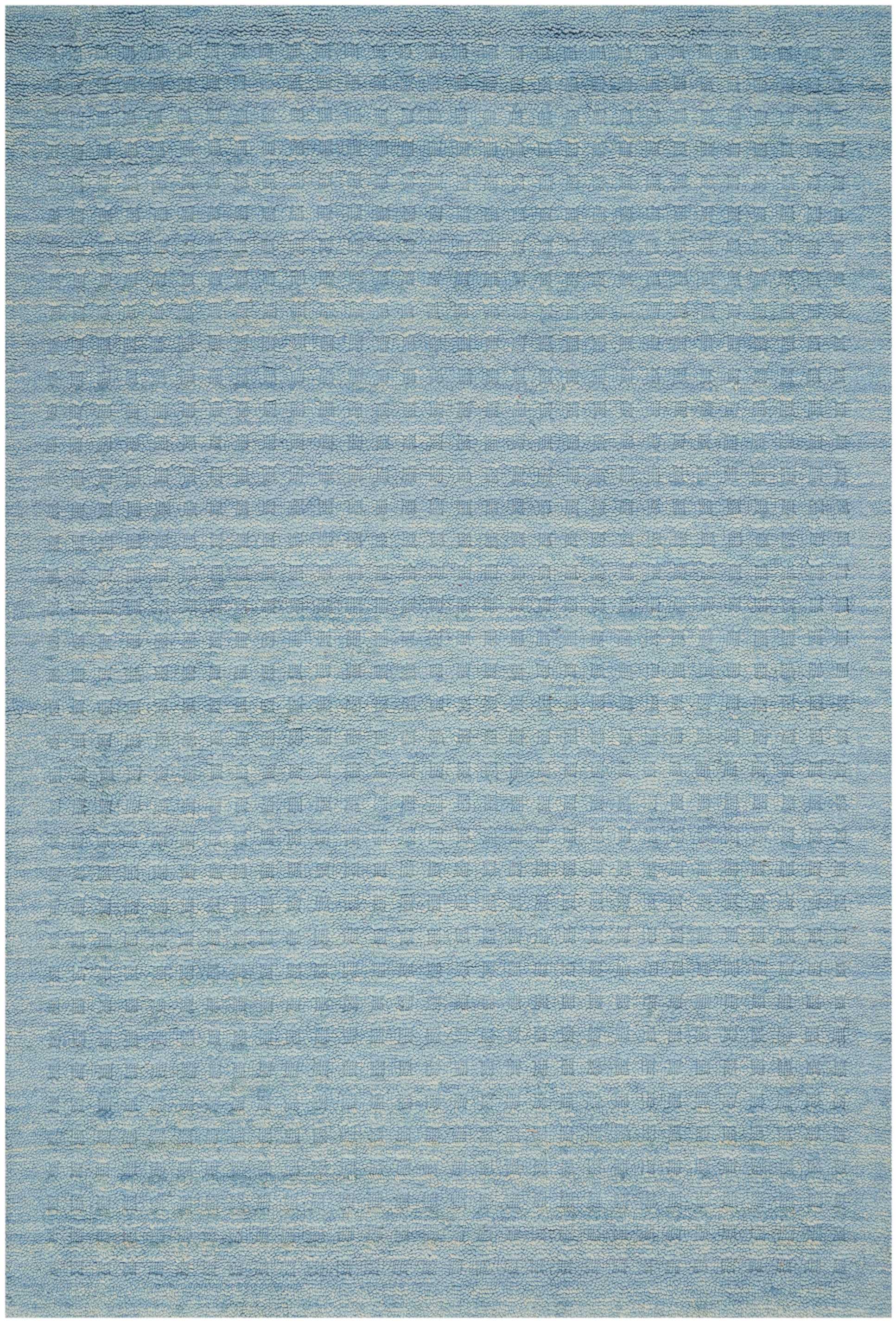 Light blue textured rug with subtle horizontal bands and a soft, variegated gradient.