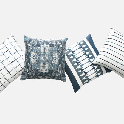 D.V. KAP HOME   24" x 24" Azaria Pillow - Lapis Farmhouse, Textured, Transitional, Global, Stripes    - 3379-L-2424