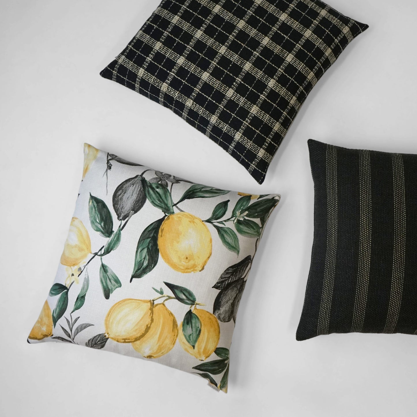 D.V. KAP HOME   24" x 24" Channel Pillow - Black Stripes    - 3493-B-2424