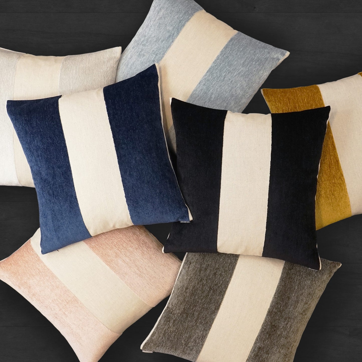 D.V. KAP HOME   24" x 24" Magritte Pillow - Mist Farmhouse, Band / Ribbon    - 3543-M-2424