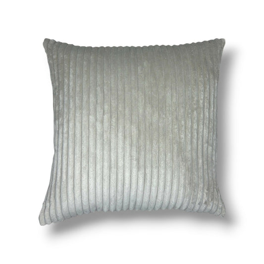 20" Silver Ribbed Velvet Pillow Cover