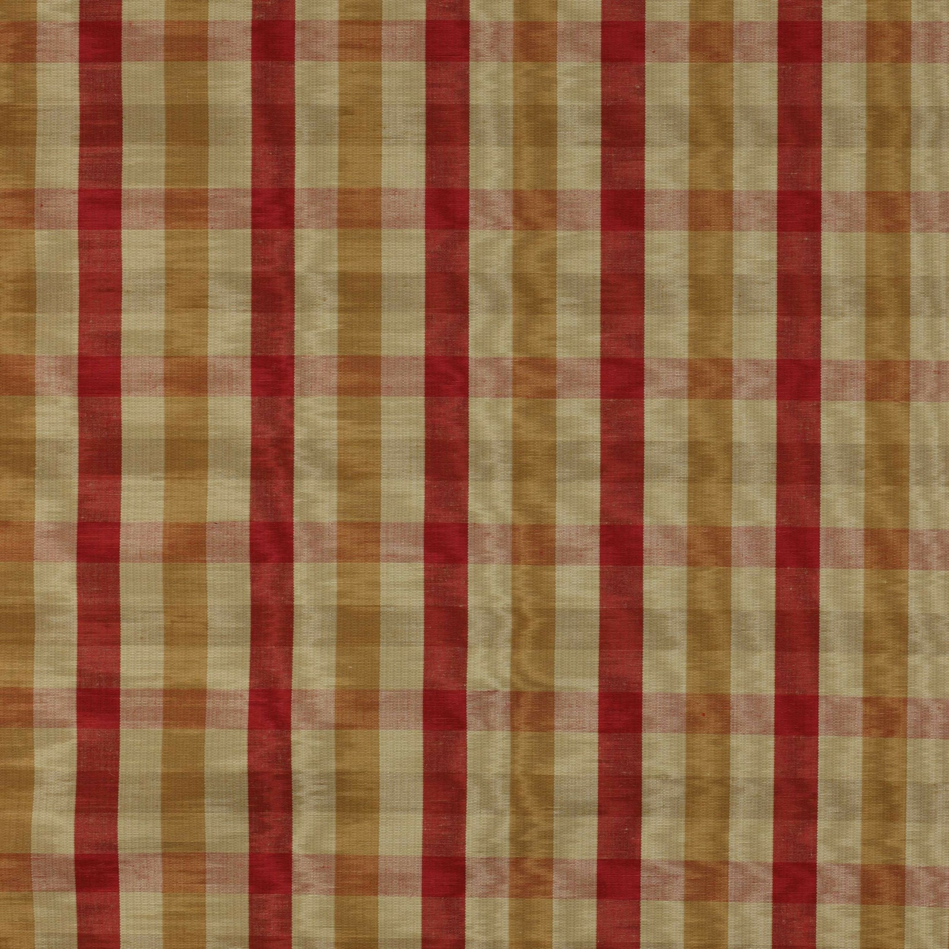 20" woven linen-blend pillow cover in tomato red, ochre, gold and tan with a check pattern