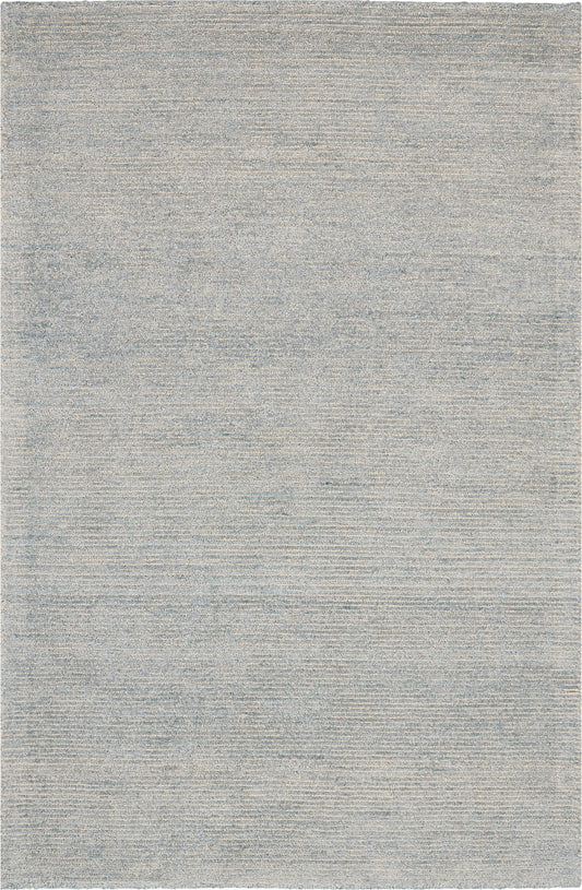 Light gray flatweave rug with subtle tonal texture; minimalist decor for living room or bedroom.