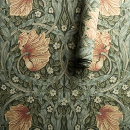 MORRIS & CO Pimpernel Wallpaper Contemporary, Floral Bayleaf,Manilla  Surflex-Printed Wallpaper - DM6P210388