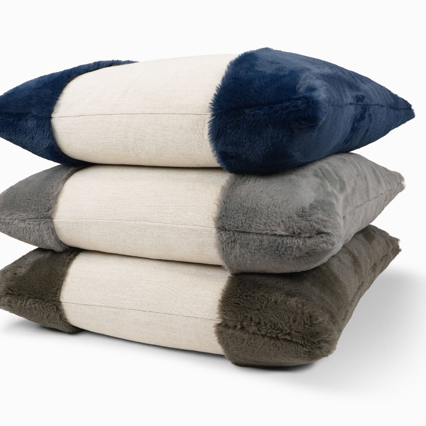 D.V. KAP HOME   24" x 24" Courchevel Pillow - Steel Faux Fur, Transitional    - 3598-ST-2424