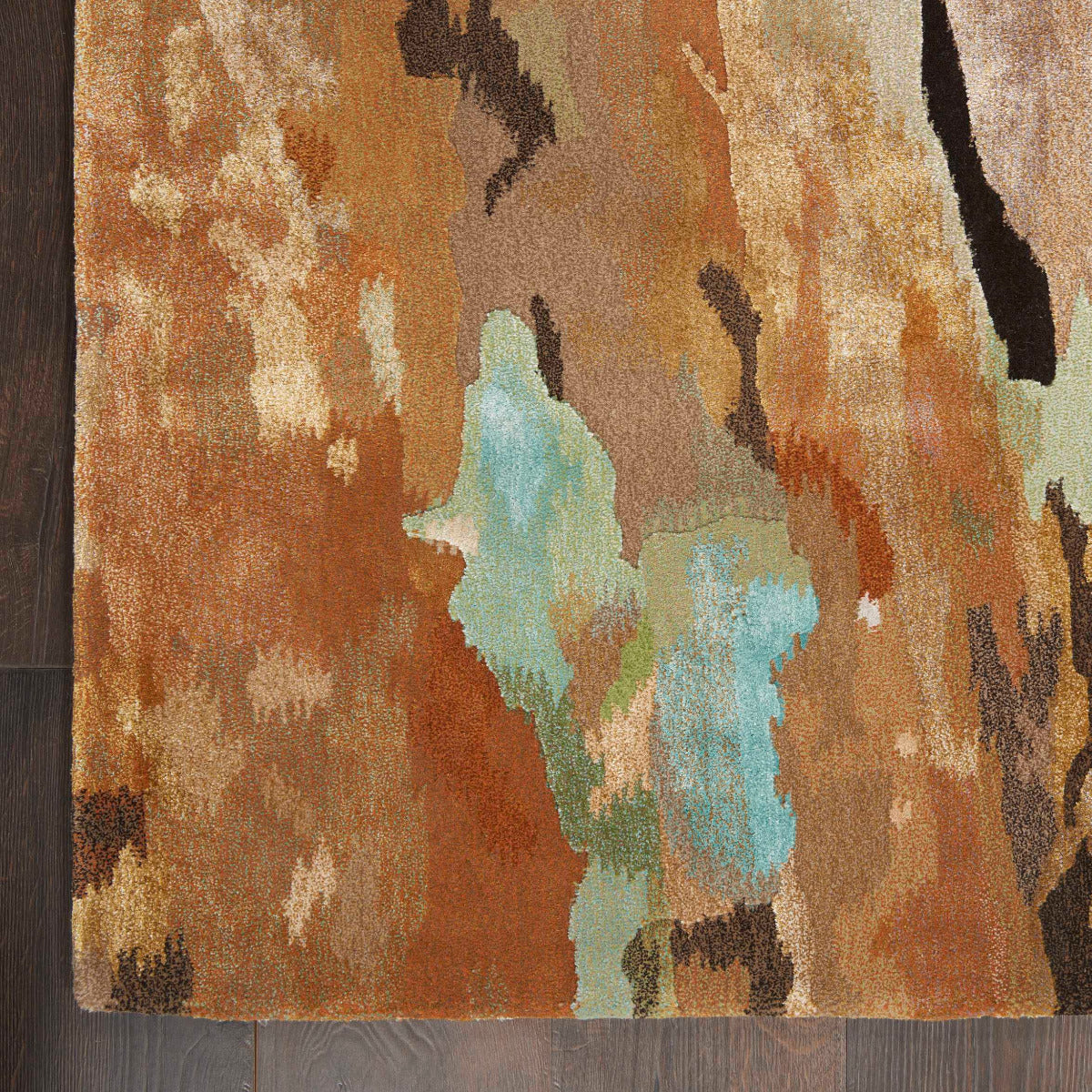 8’ x 10’ Nourison Prismatic multicolor abstract area rug featuring vibrant jewel tones, modern artistic brushstroke pattern, large contemporary living room rug, luxury statement carpet for dining room, bedroom, or open concept home décor.