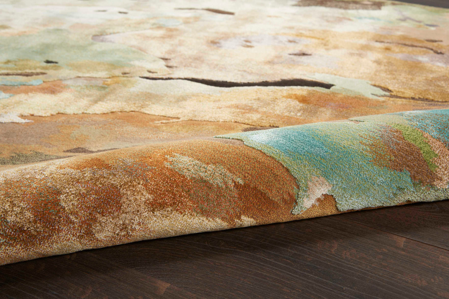 8’ x 10’ Nourison Prismatic multicolor abstract area rug featuring vibrant jewel tones, modern artistic brushstroke pattern, large contemporary living room rug, luxury statement carpet for dining room, bedroom, or open concept home décor.