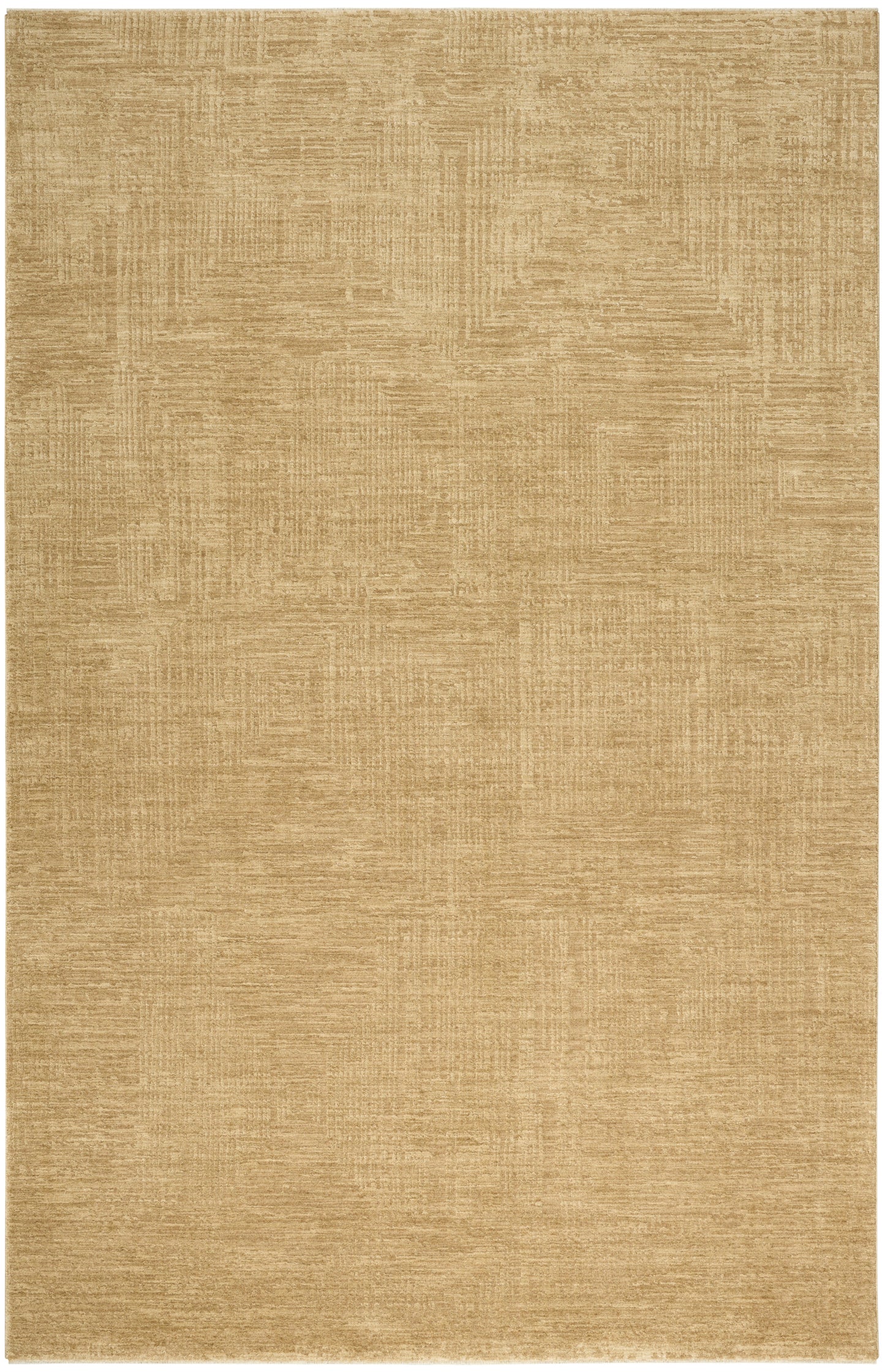 Warm beige-gold textured rectangular area rug with a subtle linear geometric pattern.