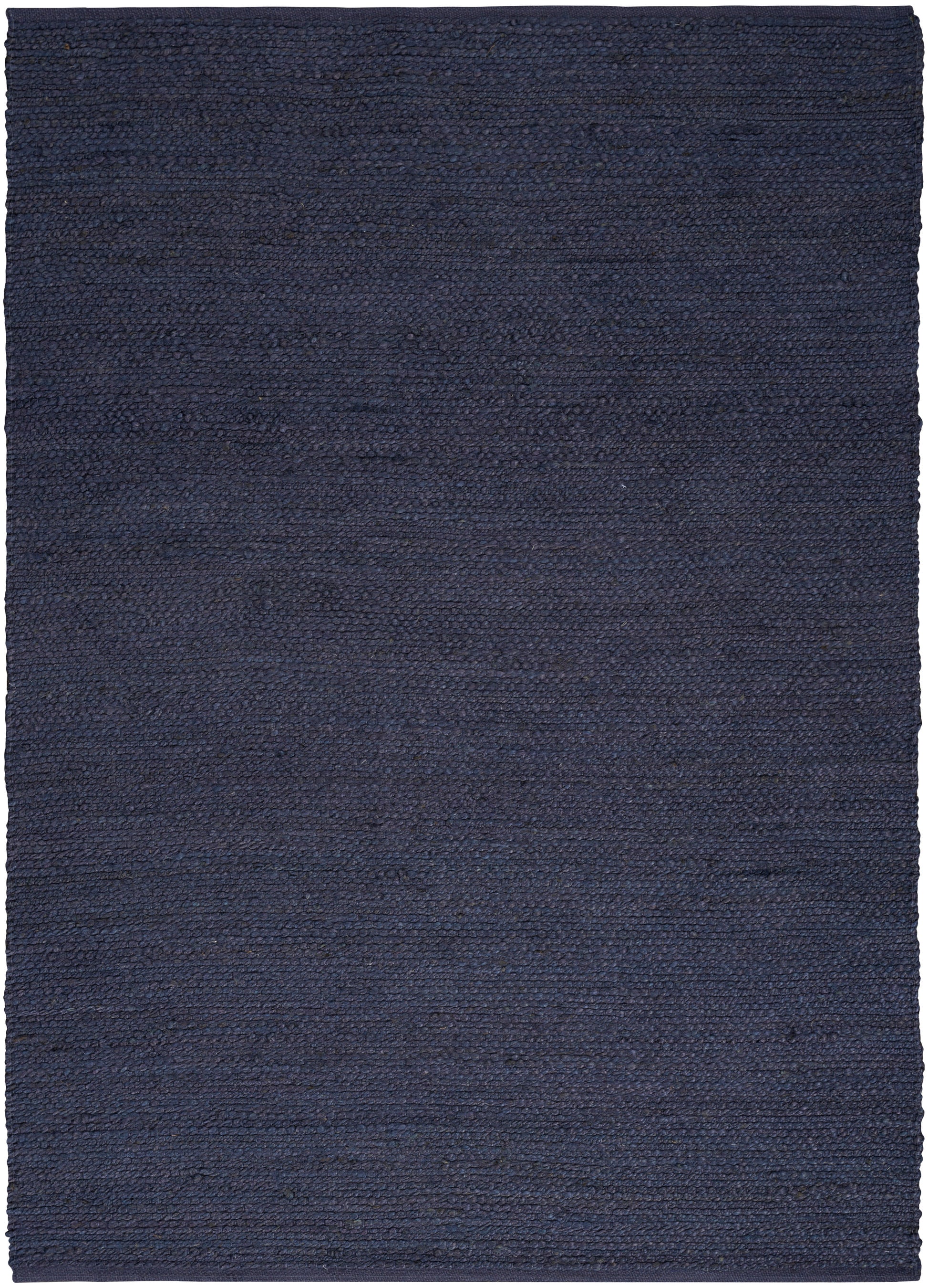 Navy blue textured area rug with tight loop weave, rectangular floor mat.