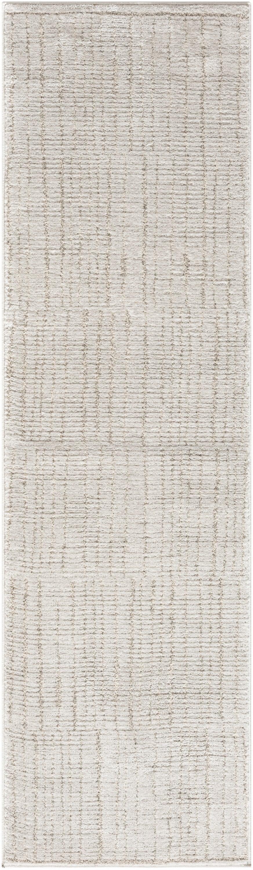 Beige woven rug runner with subtle textured grid pattern; neutral, casual style for hallways or entryways.