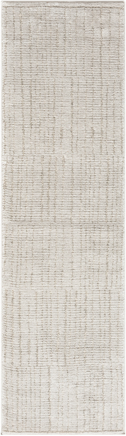 Beige woven rug runner with subtle textured grid pattern; neutral, casual style for hallways or entryways.