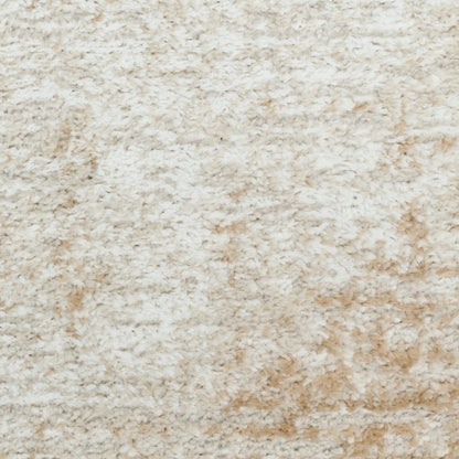 Cream beige plush shag rug with soft, fluffy pile and subtle tan speckles.