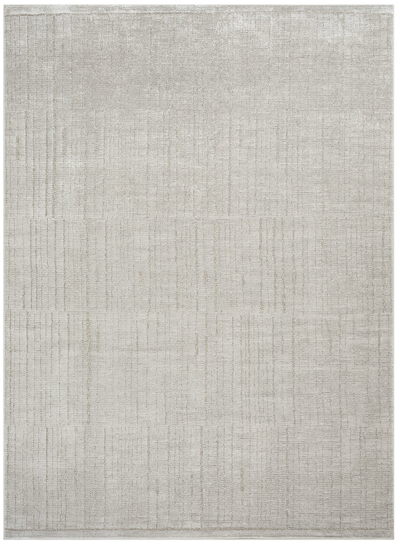 Light gray woven area rug with subtle grid pattern, rectangular and modern neutral decor for living spaces.