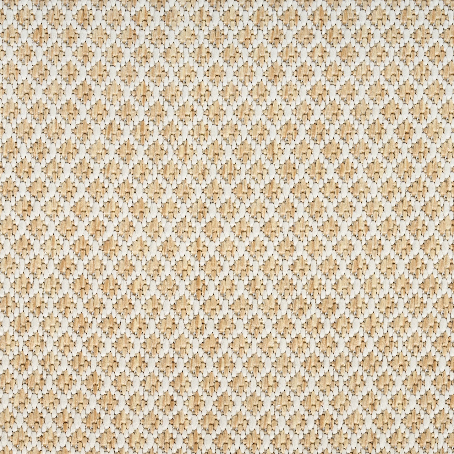 Beige round rug with a woven diamond lattice pattern and subtle braided texture, 8' diameter.